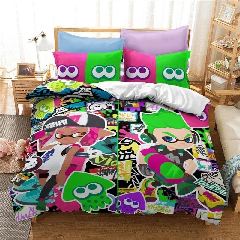 Comforter 3D Print Game Splatoons Bedding Set 3D Printed Suitable For Bedroom Kids Home Textile