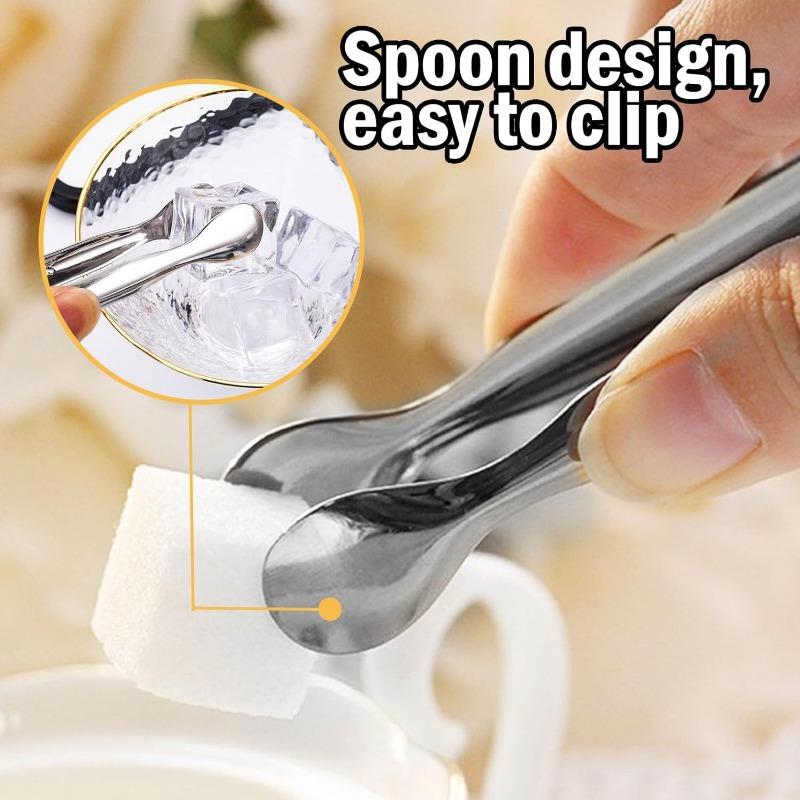 Mini servírovací kleště, 304 nerezová ocel malé kleště na předkrmy, 11cm kleště na led kleště na cukr na předkrmy dezerty kbelík na led, čajový dýchánek, kávový bar