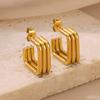 Square Stainless Steel Earrings for Women Piercing Gold Color Stud Earrings Trend Female Aesthetic Ear Jewelry Aretes Mujer