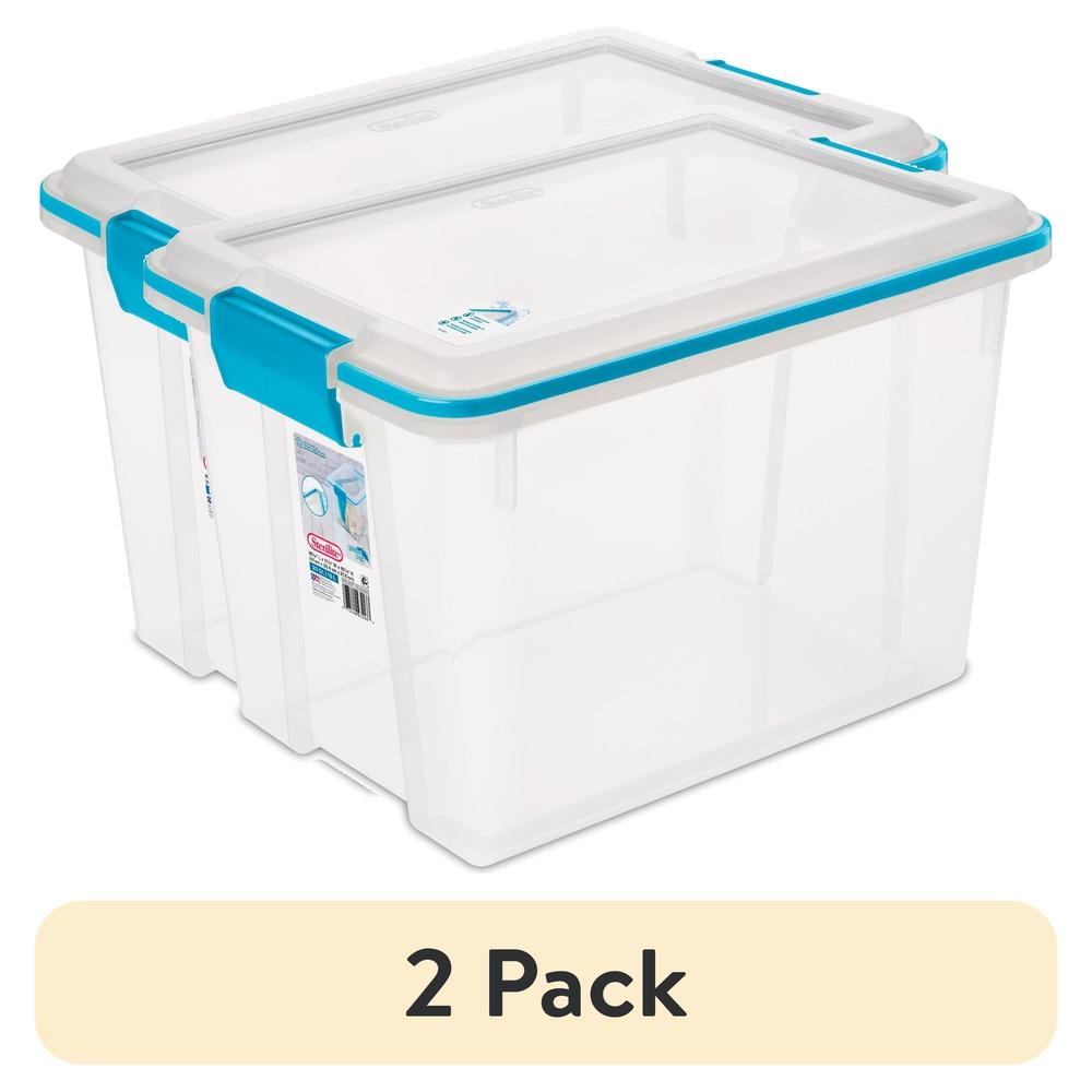 

2 Pack Gasket Storage Bin 20 Qt Clear Plastic Container with Lid Moisture Resistant Organizer Stackable Storage Solutions United States