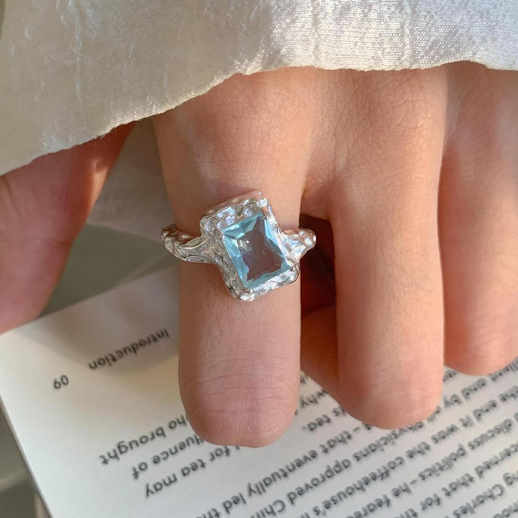 Xiaomi BF CLUB Silver Color Blue Stone Rings For Women Counple Wedding Engagement Silver Women's Vintage Ring Fine Jewelry