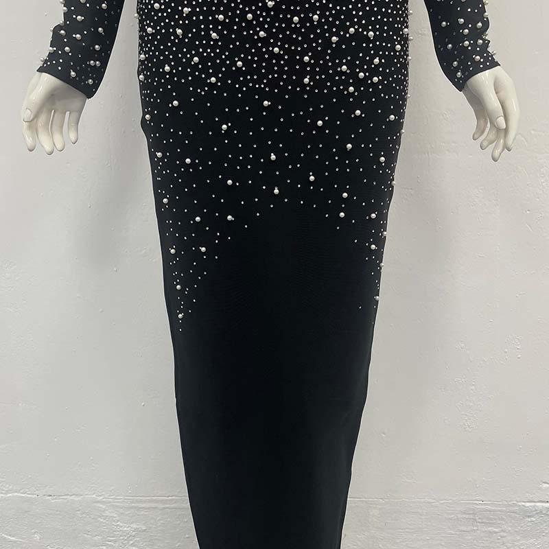 Cross-Border Bandage Dress: Sexy Deep V Beaded Rhinestone Evening Gown for Women