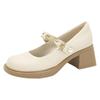 Single Shoes and Women's Shoes - New Style, Soft Leather, Versatile, Soft Leather, Shallow Toe, Thick Heel