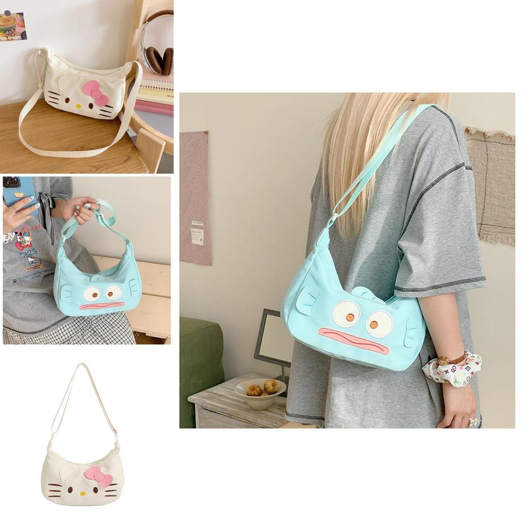 Hello Kitty Cartoon Nylon Shoulder Bag For Daily Use With Lightweight Design For Girls