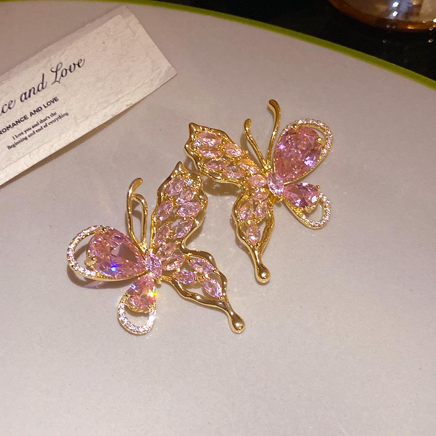Gilded Zircon Butterfly Open Ring - Elegant, Versatile & Luxurious Jewelry