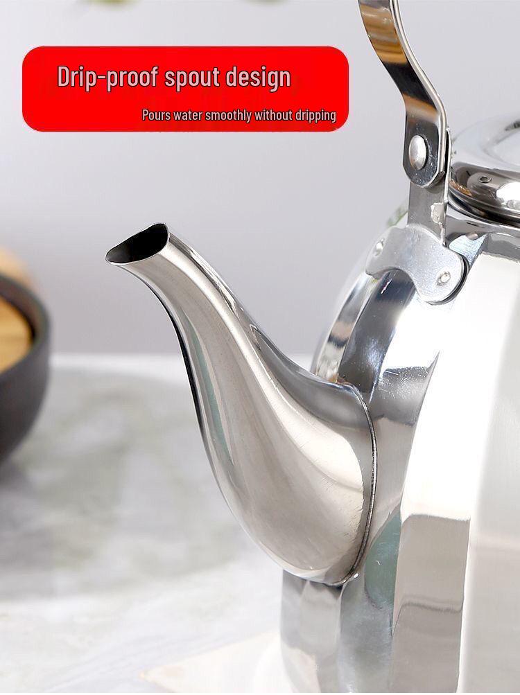 Large Capacity Stainless Steel Teapot with Handle and Tea Infuser - Ideal for Hotels and Restaurants