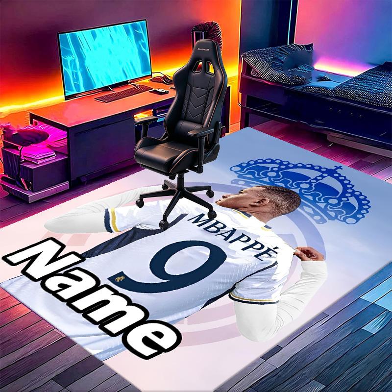 Custom Name Personalized Kylian Mbappe Print Carpet, Versatile Home Decor Rug, for Playroom, Apartment, Balcony, Entryway, Hallway Gift
