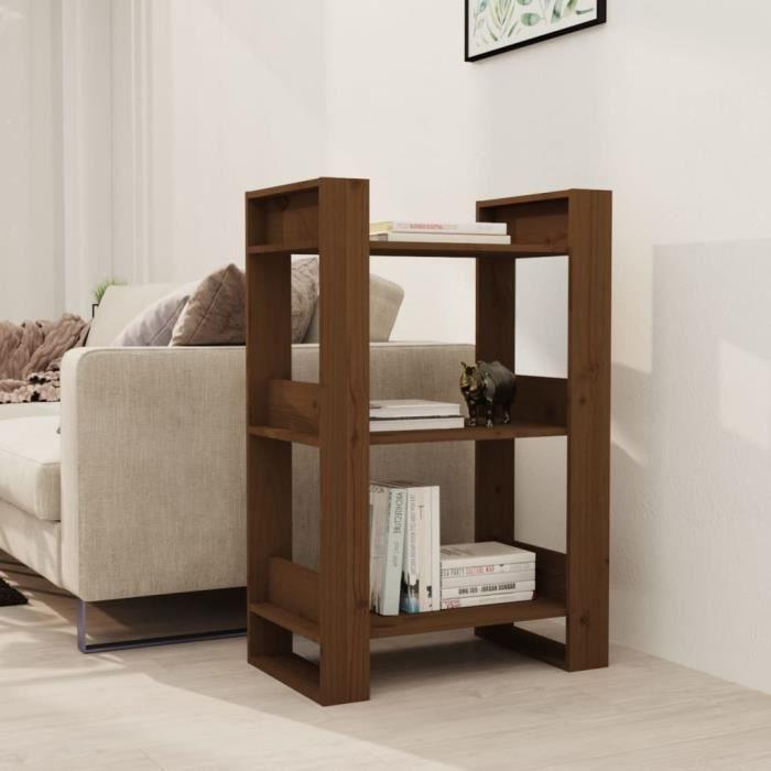 Bibliothèque/Cloison en bois massif marron miel 60x35x91 cm - VidaXL