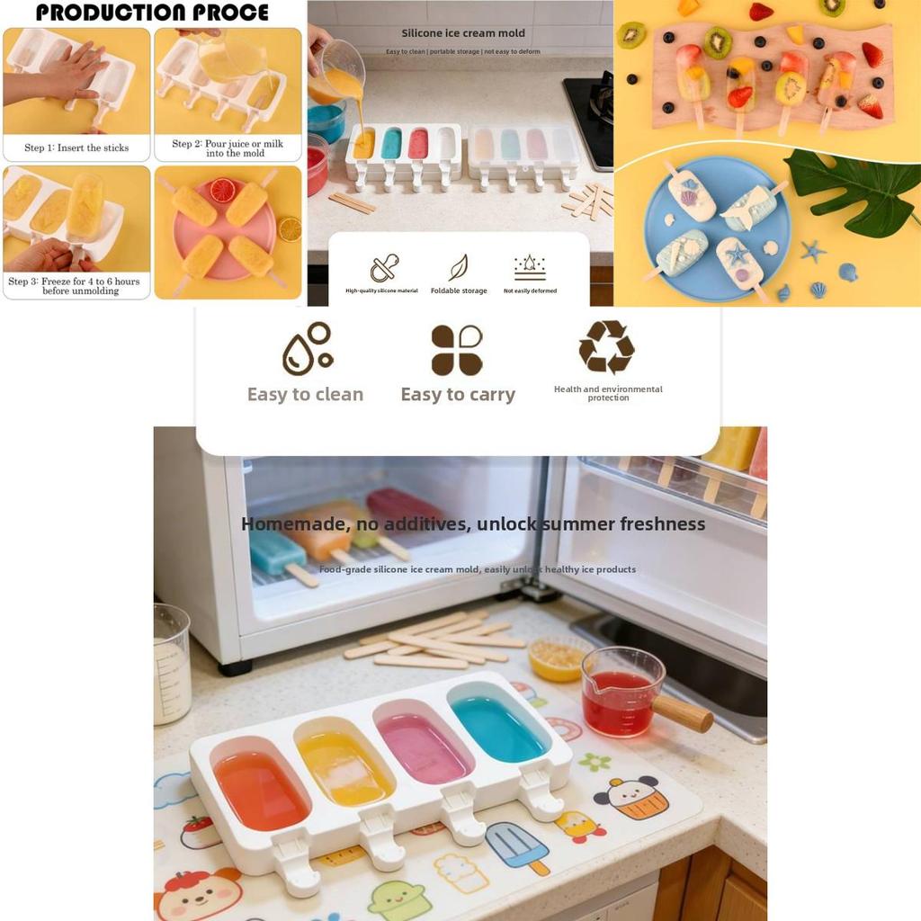 Creative Silicone Ice Pop Mold With Cover For Homemade Frozen Desserts