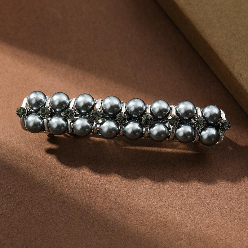Korean-style Crystal Hairpin with Pearl Spring Clip Hair Accessory Headpiece