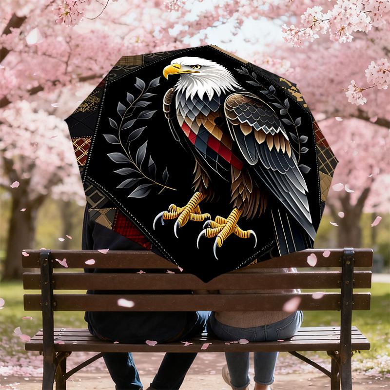 1PC Eagle Leaf Automatic Open/Close Umbrella with Windproof, 8-Rib Sturdy Canopy, Durable Ribs, Fashionable Design, Outdoor Accessory, Fun Prin, Holid