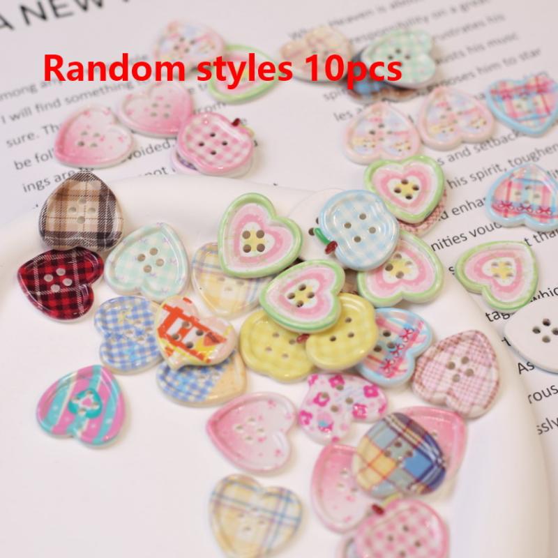 10/20Pcs Mixed Color Heart Shaped 4-Hole Button For Sewing Clothes Accessories Crafts Scrapbooking Diy Apparel Supplies