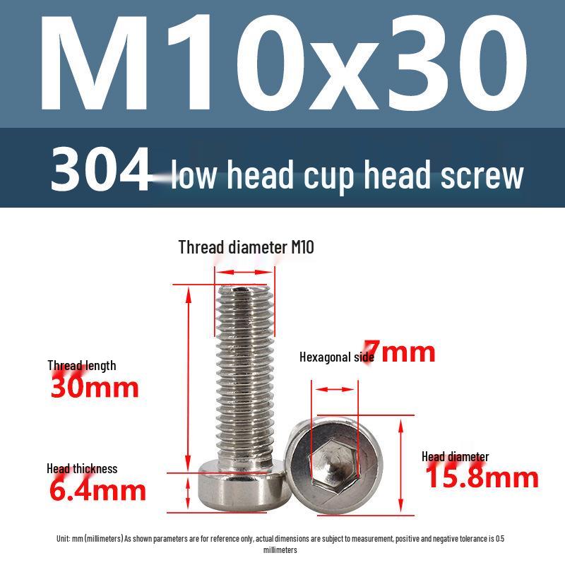 304 Edelstahl Flachkopf Innensechskant Maschinenschrauben M3-M10