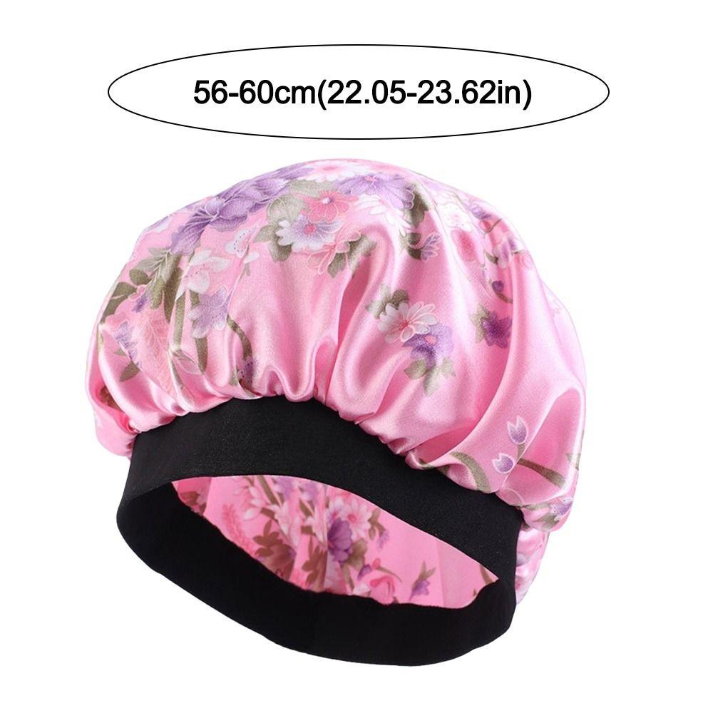 Elastic Wide Band Satin Sleep Bonnet Hair Loss Cover Bath Hair Cap Night Cap  Hair Wrap Accessories