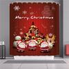 Curtain Shower Christmas With Hook Waterproof Fabric Bathroom Santa Xmas Claus