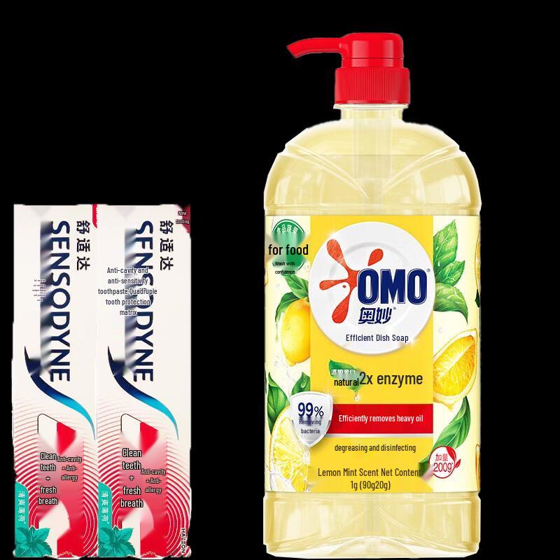 Sensodyne Fresh Mint Toothpaste & OMO Dishwashing Liquid Bundle