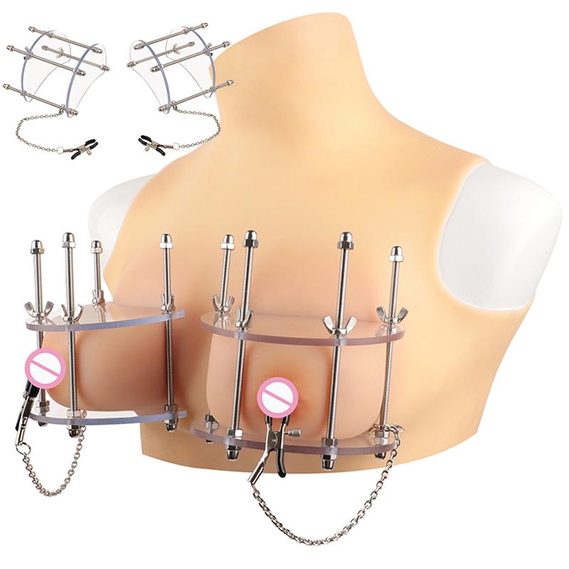 FAAK Metal Breast Clip Nipple Clamps Adjustable Rack Compressor Breast Squeeze Bondage Breast Stimulation SM Sex Toy for Women