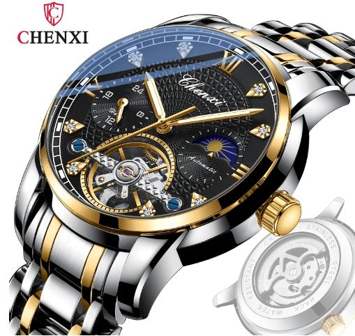 CHENXI 8870 Nouvelle Montre d'Affaires Tendance Hommes Acier Inoxydable Mécanique Automatique Tourbillon Montres Homme Reloj Hombre