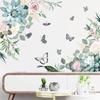 Green Wall Sticker Home Decor Living Room Wall Decals Flowers Tropical Leaf Wall Art Butterfly Decor Tropical Leaves Wallpaper