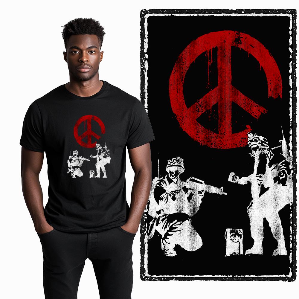 Coolmind X0006 Vintage Cotton Big Size Anti-war Print Exclusive Graphic Men T Shirt Loose Men Tshirt Casual T-shirt for Men Tees