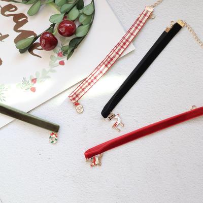 Eleganter weihnachtlicher Samt-Choker mit Cartoon-Anhänger-Halskette