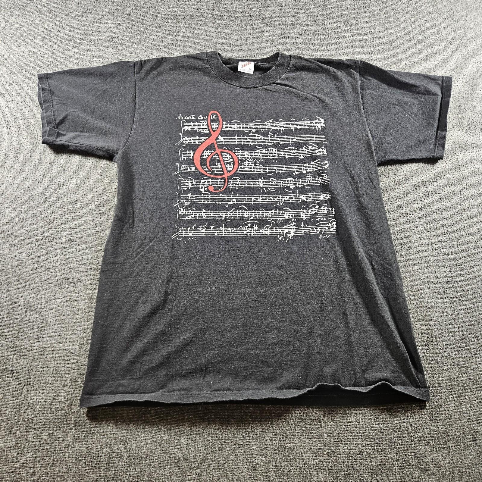 Vintage 80s 90s Jerzees Treble Clef Music Graphic T-shirt Made In USA Size L Unisex T-Shirt S