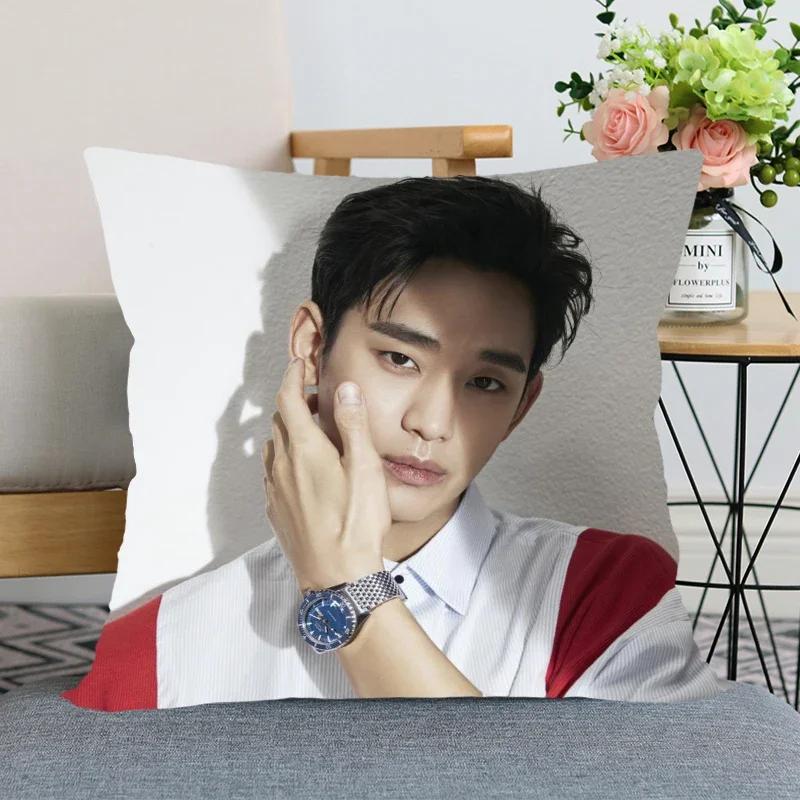 45x45cm Kim Soo Hyun Pillowcase Bedroom Home Decorative Nice Gift Pillow Cover Square Zipper Pillow Cases Satin Soft Fabric
