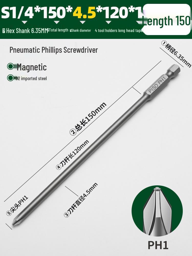 Hexagonal Magnetic Pneumatic Air Screwdriver, S2 1/4 Electric Bit Set