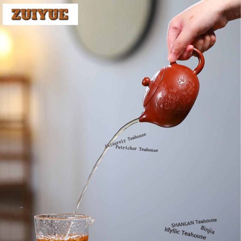 270ml Boutique Yixing Purple Clay Teapots Handmade Xishi Pot Raw Ore Dahongpao Mud Tea Infuser Kettle Zisha Tea Set Collection