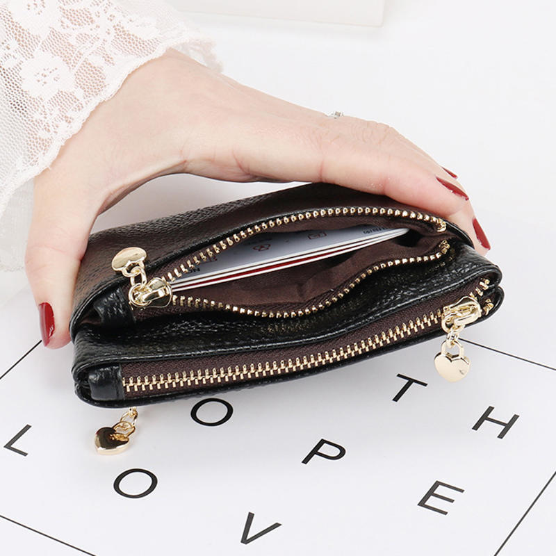 PU Leather Coin Purse Wallet With Card Slots Coin Organizer Change Holder Card Case Leather Zipper Storage Bag
