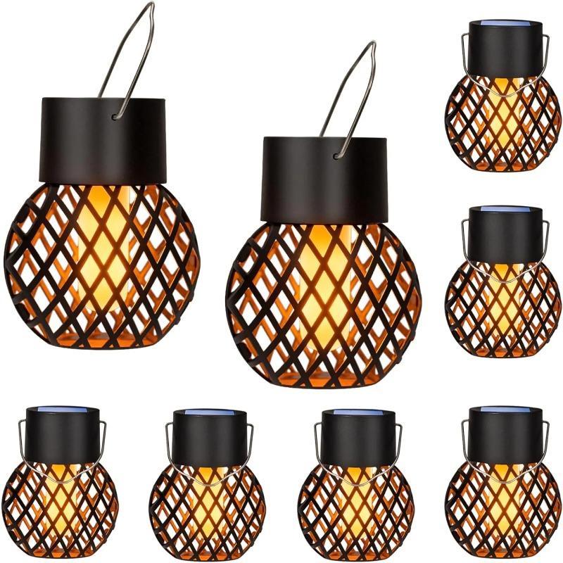 Solar LED Outdoor Flame Effect Hanging Lantern Out Waterproof Garden Decoration Lamp Solar Fairy Light For Patio Garden Yard