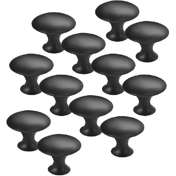 

15 шт. ручек для кухонных шкафов (Диаметр 30 мм / 1,18 дюйма) Матово-черные ручки из нержавеющей стали для дверцы кухонного шкафа, ящика комода в спальне, ванной комнаты A-Black