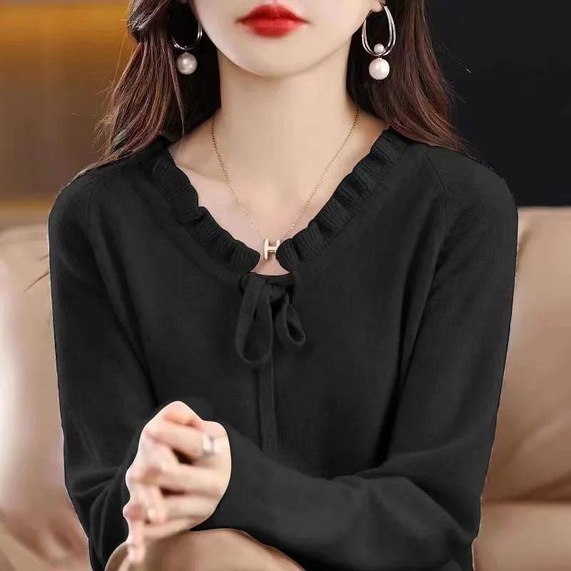 Sweater for Women Autumn Winter Thickened  Warm Knitted Stretchy Long Sleeve Oversize V-neck Tops