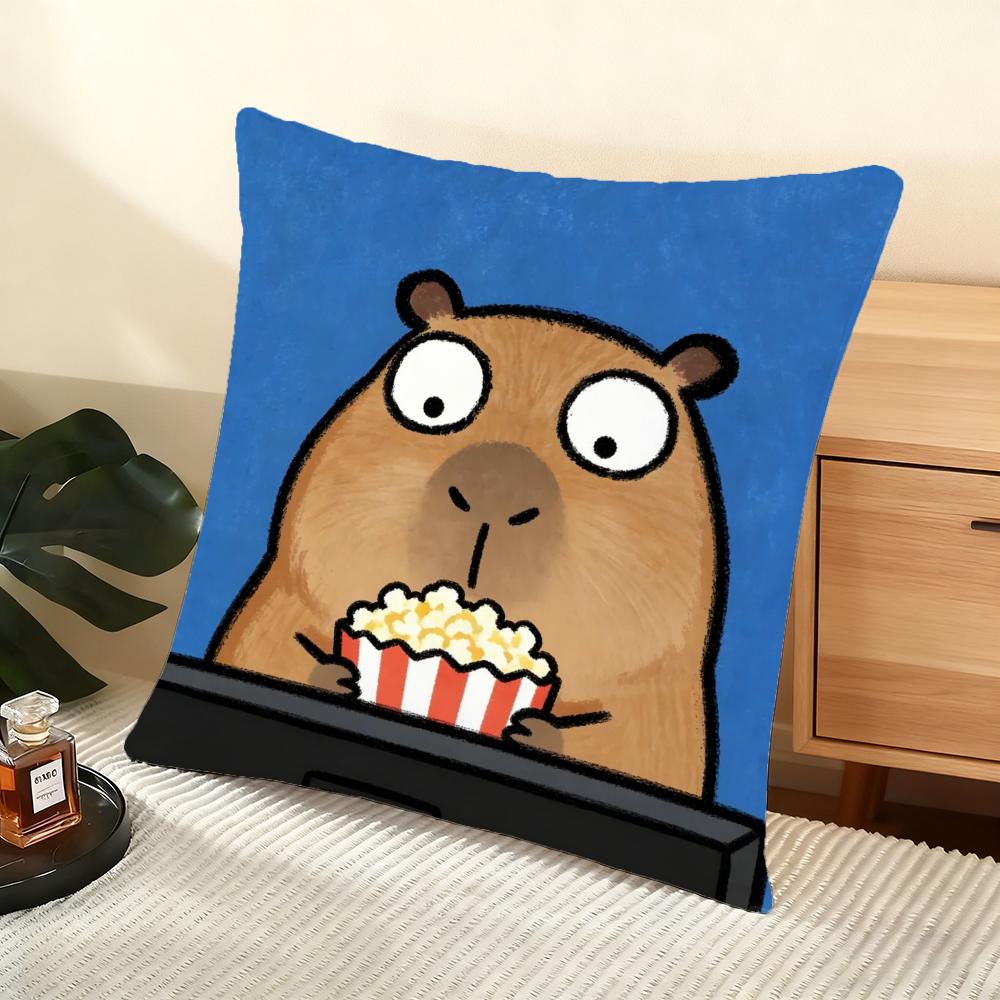 Capybara Cushion Cover Soft Short Plush Pillow Cover Smooth Cozy Texture Aesthetic Cushion Case Home Decor