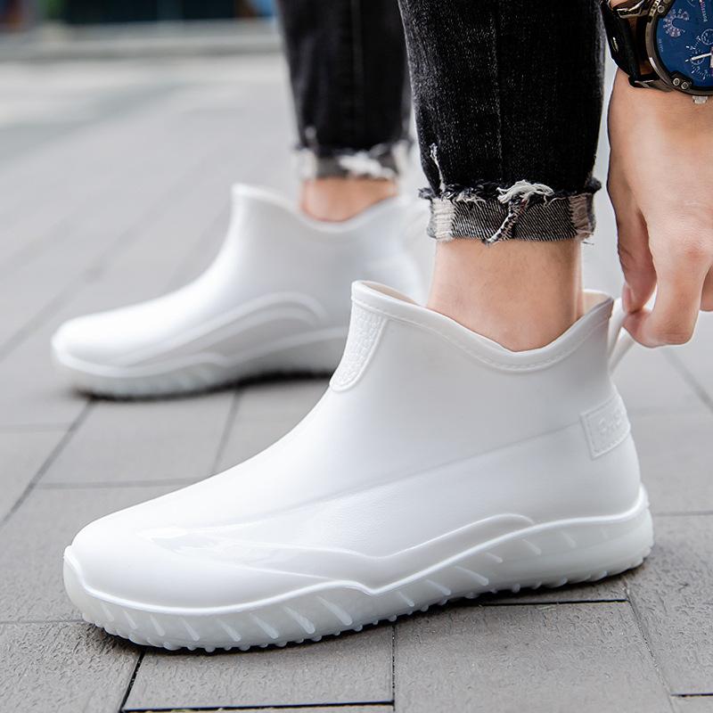 Rain shoes men's short lightweight non-slip waterproof shoes new fashion outdoor water boots thermal short rubber shoes men