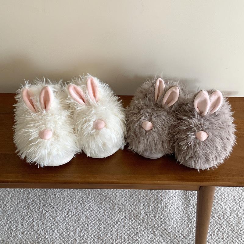 Source Cute Cartoon Less Heart Bunny Bag Head Slippers Wear Autumn and Winter Thick Bottom Warm Hair Mop