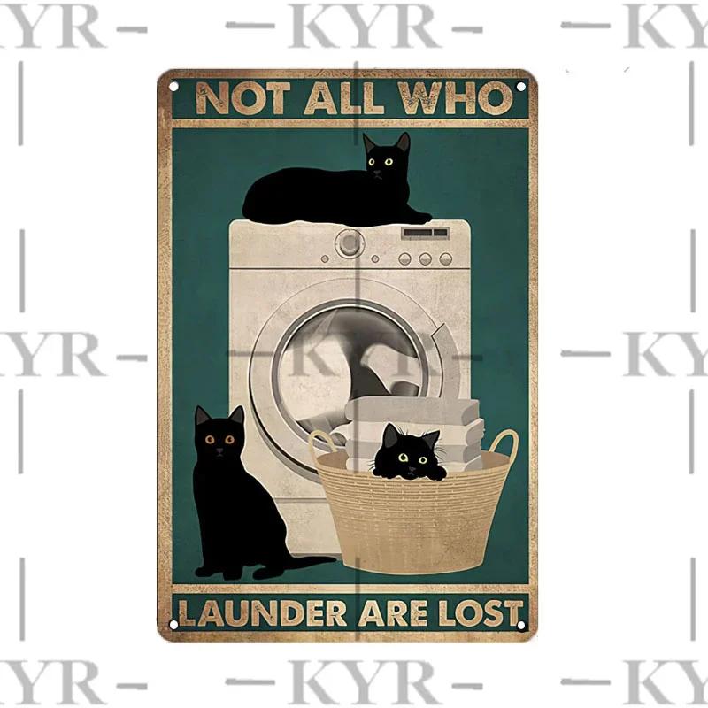 Haustiere Schwarze Katze Taschentuch Lässig Buch Tier Affe Trinken Blech Iron Painting Badezimmer Schlafzimmer Wohnzimmer Metallschild Wanddeko