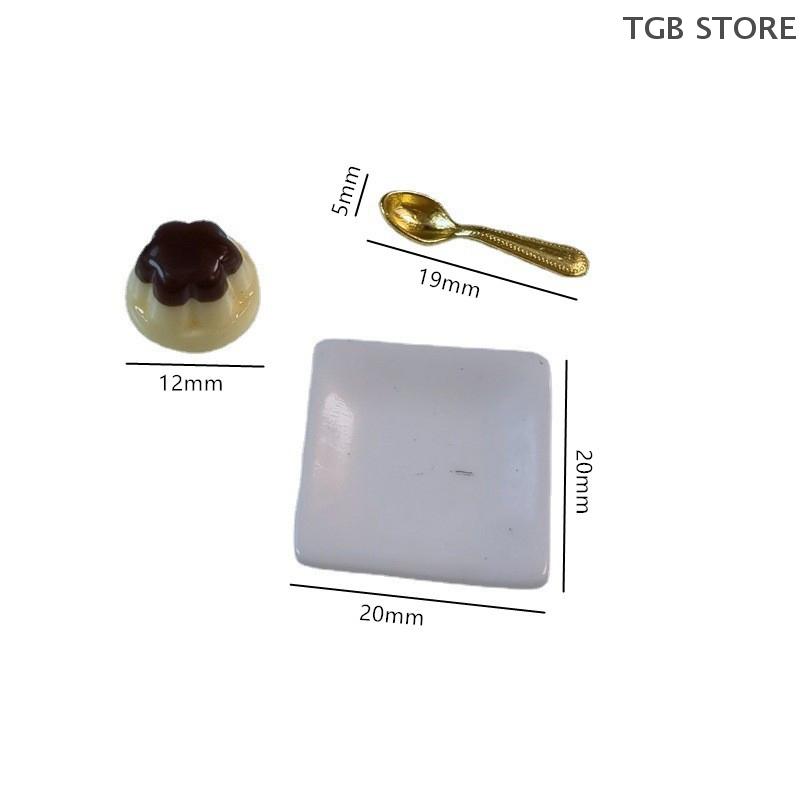 1 Set 1:12 Dollhouse Miniature Fruits Pudding Simulation Food With Spoon Model Toys For Mini Decoration Dollhouse Accessories