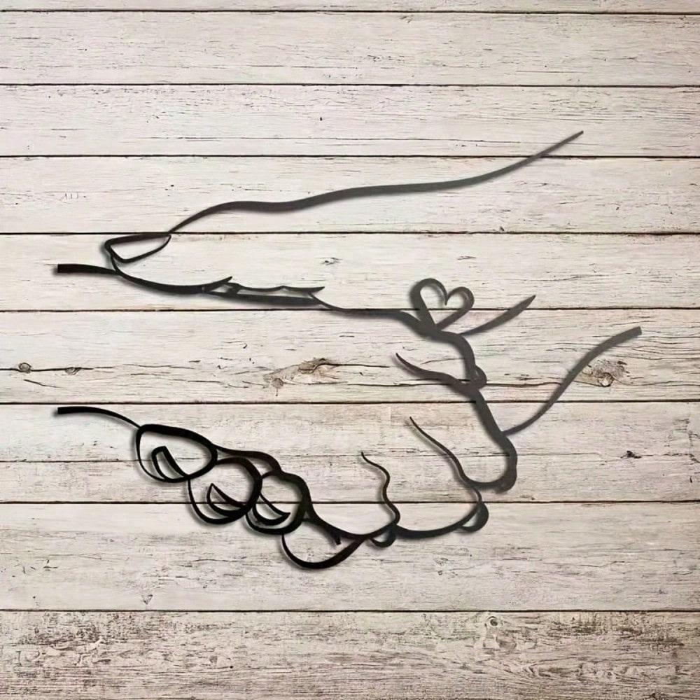 

Metal Wall Art Dog Shake Hands Modern Home Decor Waterproof Rustproof Gift 30x23