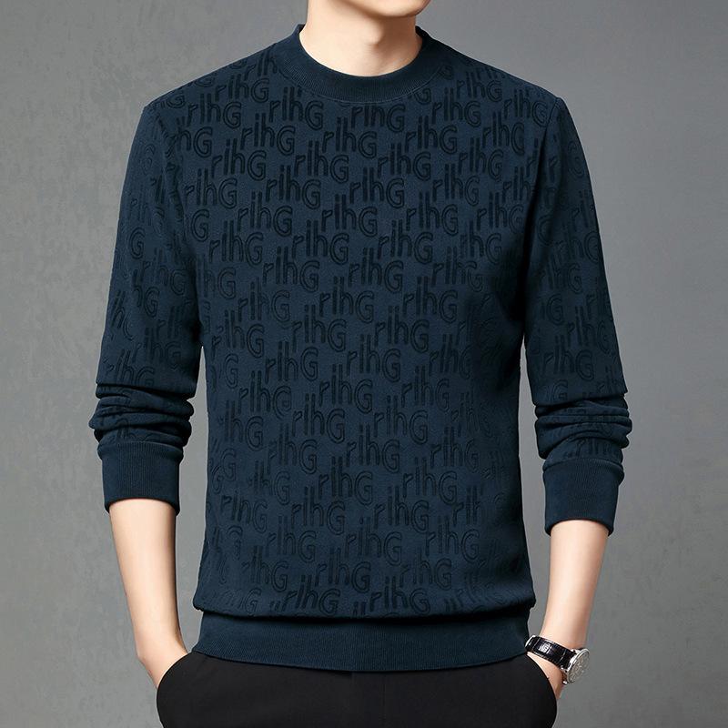 Men s 2025 Winter Plus Velvet Sherpa Jacquard Round Neck Thickened Warm Hoodie 185/3XL (170-185 lbs recommendation)