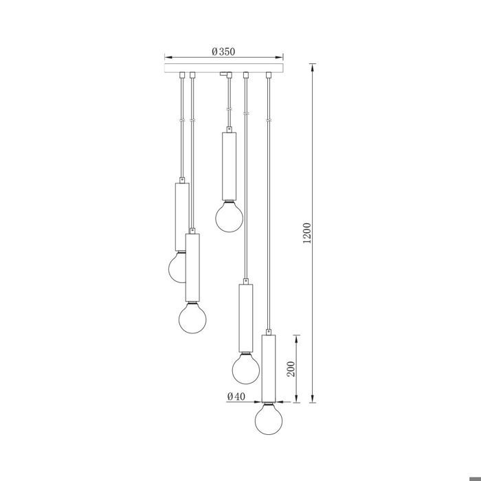 Suspension décorative 5xE27 23W IP20 – Métal noir