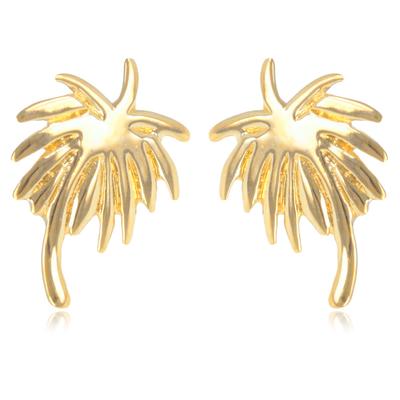 [Q2611] - Gold Plated 'Jungle' Earrings (palm Trees) - 10x8 Mm