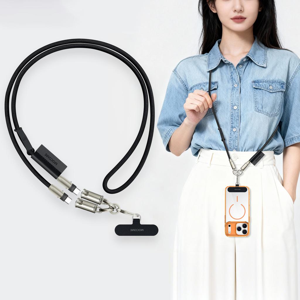 Universelles Handy-Lanyard mit USB-C-Kabel (2-in-1) und Ladekabel (USB-C auf USB-C) für iPhone 15, 16, 17 Pro Max und die meisten anderen Handys