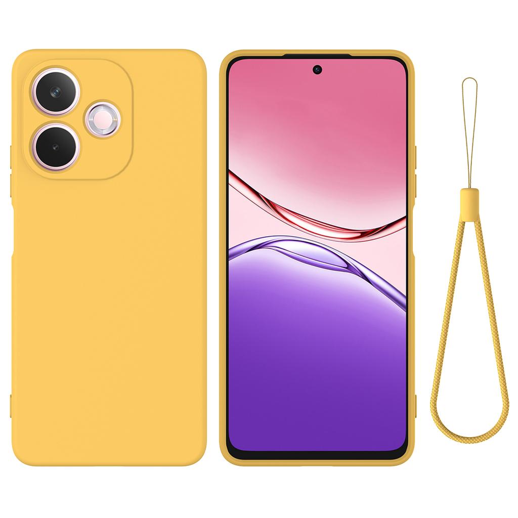 Pro Oppo A5 Pro 4G (Globální) Kryt na telefon z tekutého silikonu se zadním krytem a poutkem na ruku