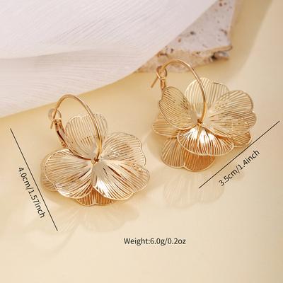 Hot-selling Ring Hollow Flower Shape Earrings, Fashionable Niche Exaggerated Earrings, Creative Temperament Earrings
