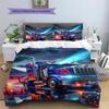 Truck Pattern Bedding Quilt Set Quilt Cover Pillowcase Home Decoration Gift (1 * Duvet Cover + 2 * Pillowcase, Without Core)