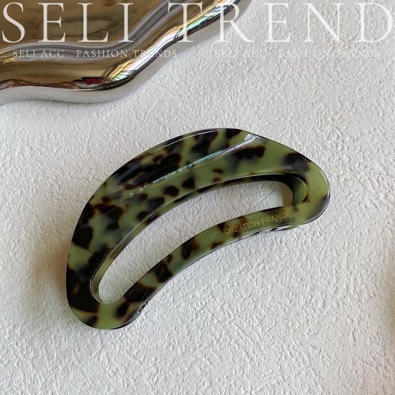 SELIshanli Extra Large Acetate Claw Clip - French Light Luxury, High-End Shark Clip for Thick Hair