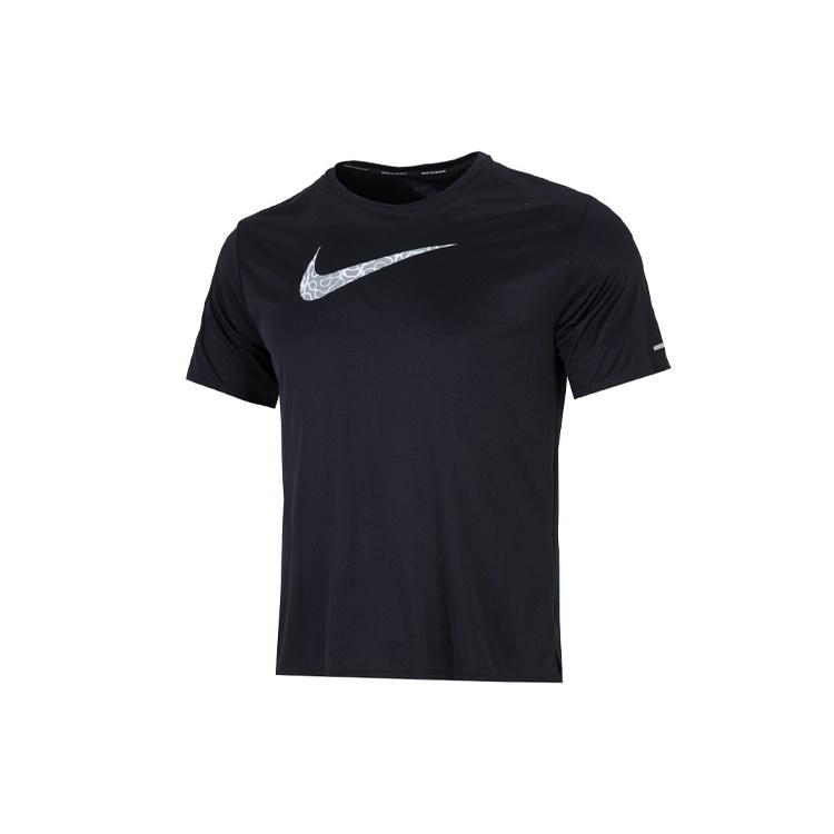 Nike Dri-FIT Wild Run Miler Casual Breathable Running Solid Color Reflective Sports Short Sleeve Black Men s DM4816-010 M