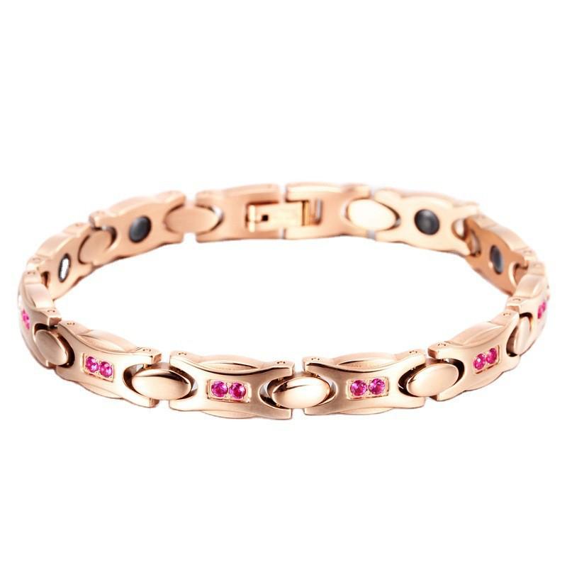 

Овальный гематитовый магнитный браслет - Антирадиационный, снимающий усталость аксессуар для здоровья золотой/ярко-розовый