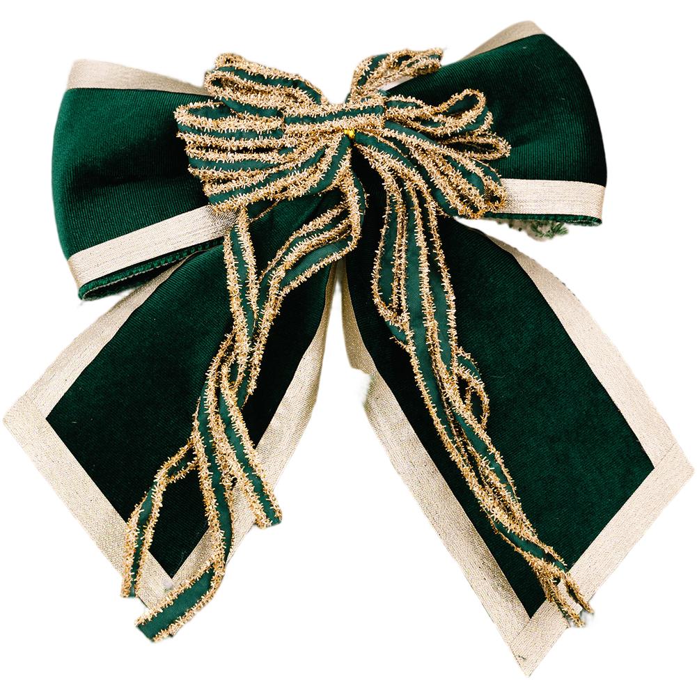 

Large Holiday Bow Luxury Christmas Bow Soft Velvet Material Flexible Steel Wire Easy Shape Christmas Accessory Plush Ribbon зелений